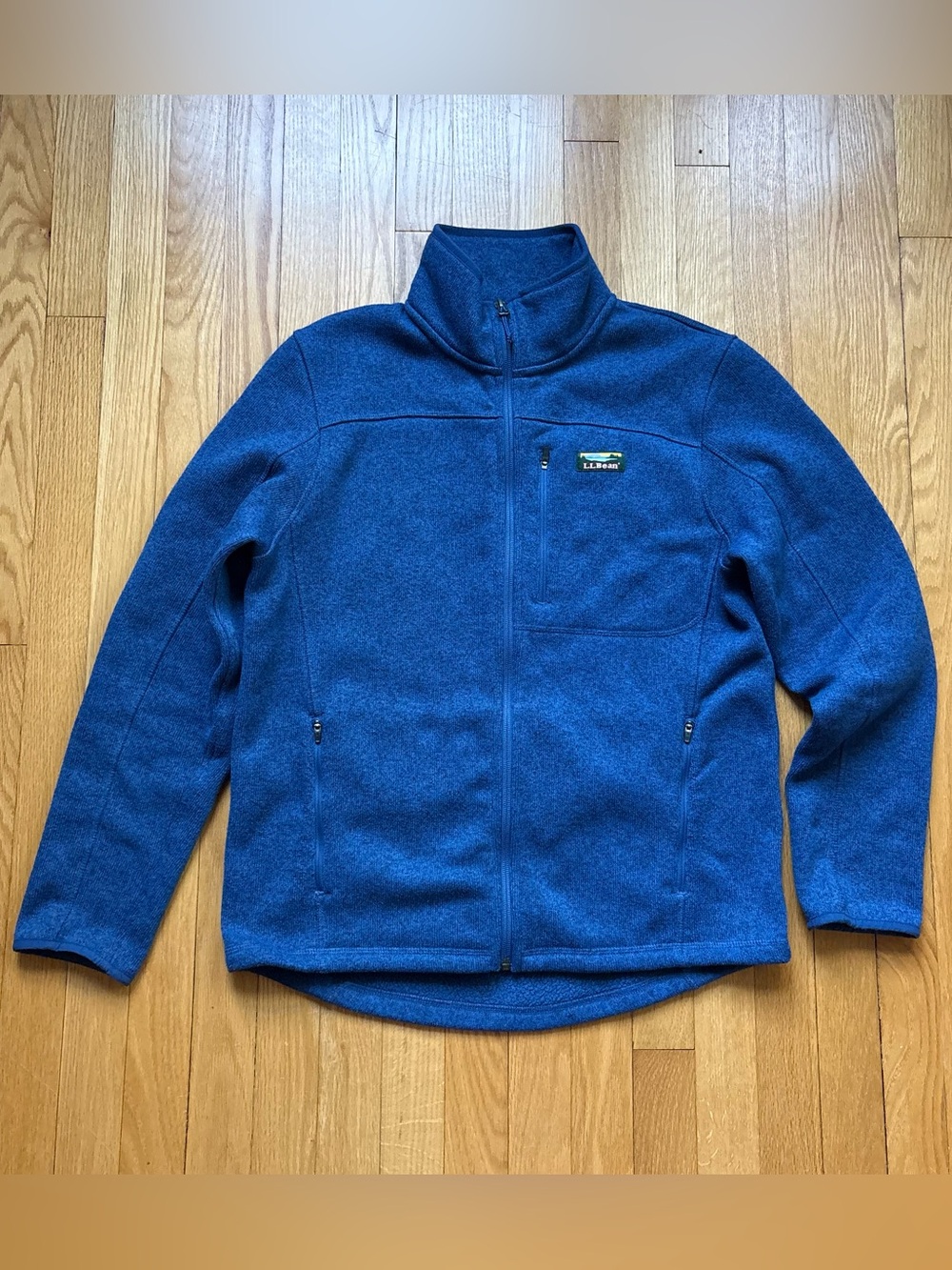 L.L Bean Men’s Full Zip Fleece Pullover Slightly  Fitted Medium Blue Solid